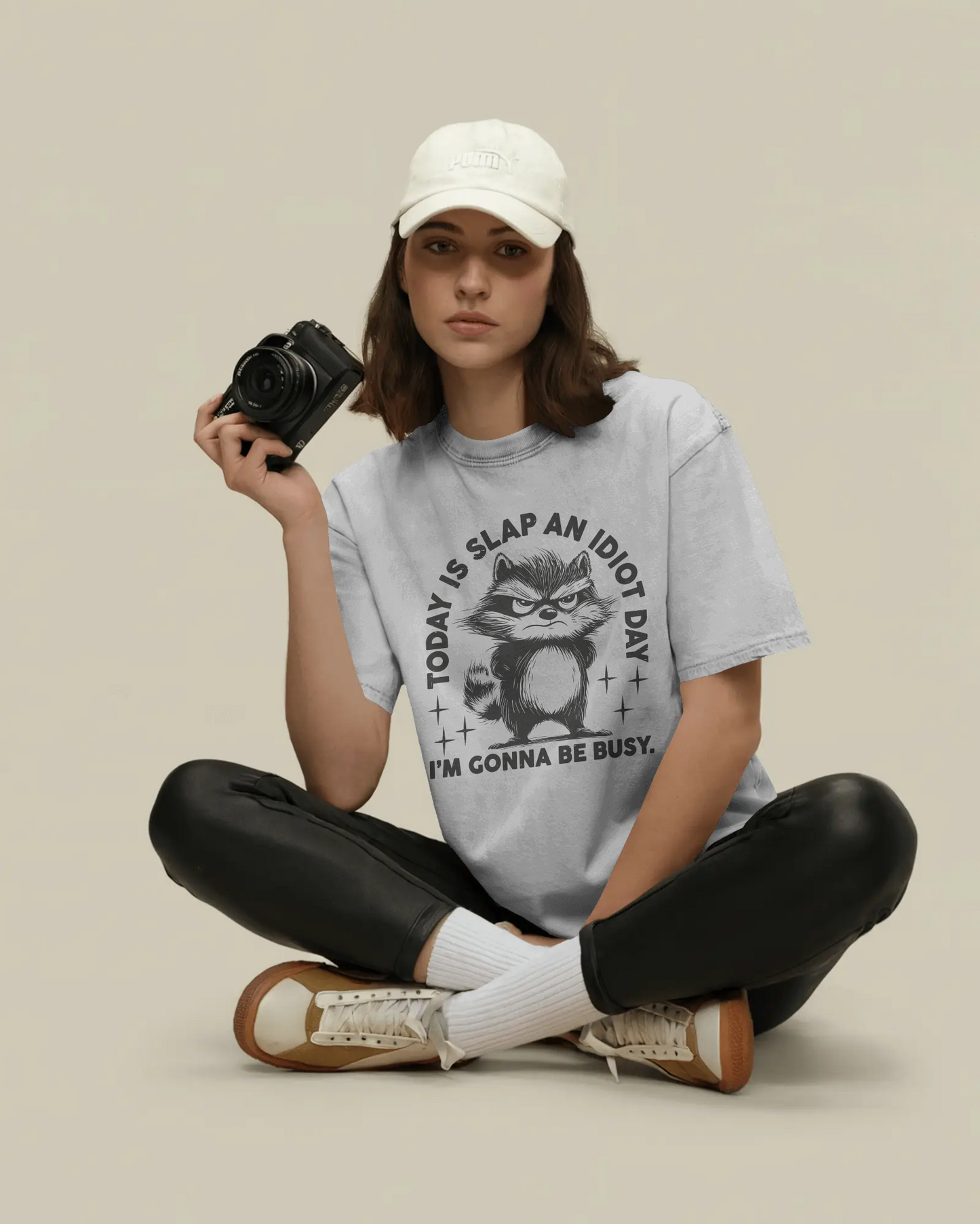 BISHAM SLAP AN IDIOT RACOON TEE